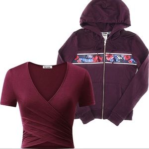 VS PINK MAROON ZIP UP AND MAROON TOP